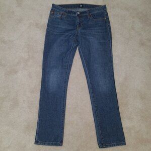 GAP Denim Blue Jeans Girlfriend 26 Cropped Women's Pants Dark Wash Skinny Leg